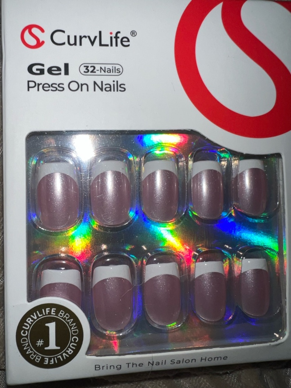 Brand New CurvLife Light pink with French square tips with glue #251